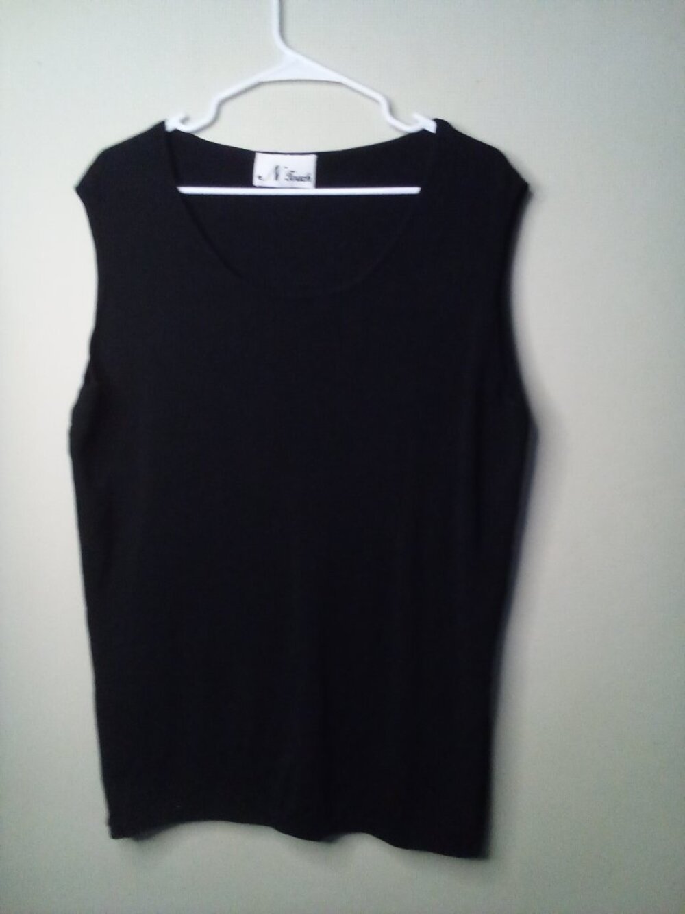 N Touch Blouse Women XL Sleeveless Ribbed Textured Black